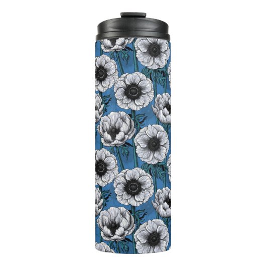 Weißer Anemongarten Thermosbecher (Vorderseite)