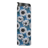 Weißer Anemongarten Thermosbecher (Nach rechts gedreht)
