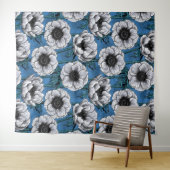 Weißer Anemongarten Wandteppich (Beispiel (Horizontal))