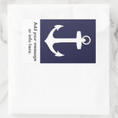Weißer Anker auf blauem Navy-Hintergrund Rechteckiger Aufkleber (Tasche)
