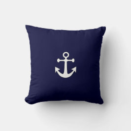 Weißer Anker auf einem Navy Throw Kissen