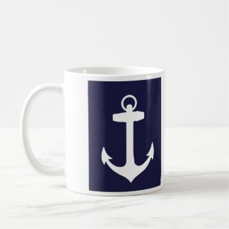 Weißer Anker auf Marine-Blau-Hintergrund Kaffeetasse