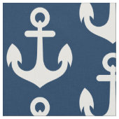 Weißer Anker auf Navy Blue Background Pattern Stoff (Nahaufnahme)