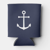 Weißer Anker auf Navy Blue Dosenkühler (Vorderseite)