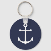 Weißer Anker auf Navy Blue Schlüsselanhänger (Vorderseite)