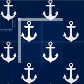Weißer Anker auf Navy Blue Stoff (Kachel)