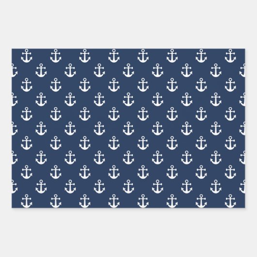 Weißer Anker auf rotem Hintergrund Geschenkpapier Set (Vorderseite 3)