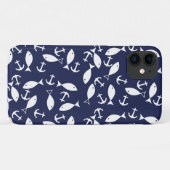 Weißer Anker Blauer Hintergrund Captain Sea Fish Case-Mate iPhone Hülle (Rückseite (Horizontal))