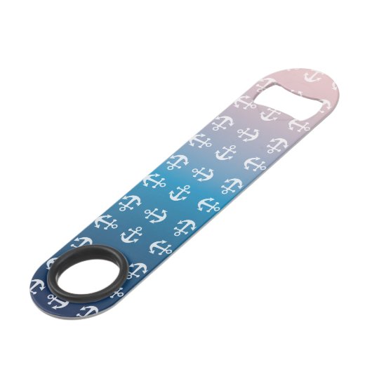 Weißer Anker des Steigungsaqua-Rotes | Speed Flaschenöffner (Vorderseite Schrägansicht)