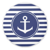 Weißer Anker im dunkelblauen Kreis auf Streifen Keramikknauf (Vorderseite)