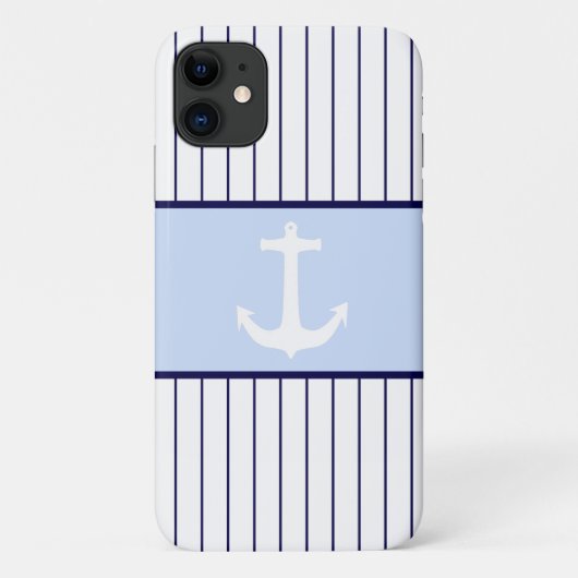 Weißer Anker Kapitän Blue Stripes Sea Ozean Case-Mate iPhone Hülle (Rückseite)
