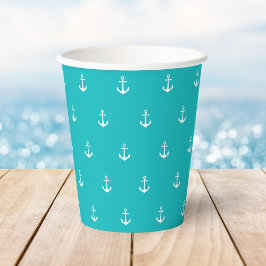 Weißer Anker mit bearbeitbarer Hintergrundfarbe Pappbecher