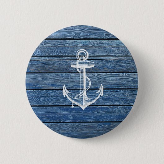 Weißer Anker und altes Blauholz Button (Vorderseite)