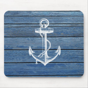 Weißer Anker und altes Blauholz Mousepad