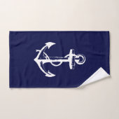 Weißer Anker und dunkelblauer Hintergrund Badhandtuch Set (Handtuch)