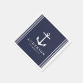 Weißer Anker und Navy Blau | PERSONALISIERT Serviette (Ecke)