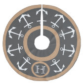 Weißer Anker und Seidenmonografie Polyester Weihnachtsbaumdecke (Vorderseite)