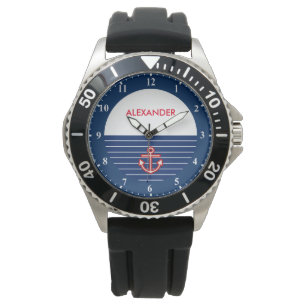Weißer Ankerentwurf der Marine Armbanduhr