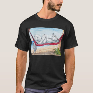 Weißer anthro Wolf, der Sommer in der Hängematte T-Shirt