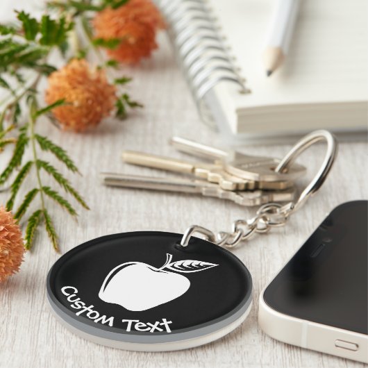 Weißer Apfel-Schlüsselanhänger Schlüsselanhänger (Vorderseite rechts)