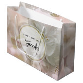 Weißer Apfelblütenfotografie Geburtstag Große Geschenktüte (Vorderseite Schrägansicht)