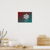 Weißer aquamariner Bordeaux Poster (Küche)