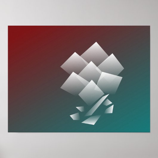 Weißer aquamariner Bordeaux Poster (Vorne)