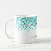Weißer aquamariner Glitzer, türkisgrüner türkisfar Kaffeetasse (Links)