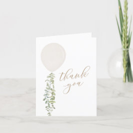 Weißer Aquarellballon Eucalyptus Baby Dusche Dankeskarte