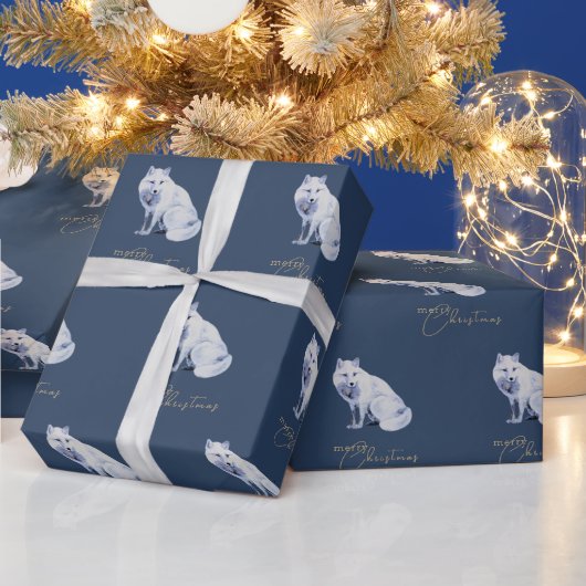 Weißer arktischer Fox Weihnachten Geschenkpapier (Feiertage)