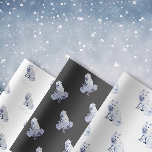 Weißer arktischer Fox Weihnachten Geschenkpapier Set