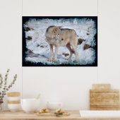 Weißer arktischer Wolf und Winter-Schnee Wildlife- Poster (Küche)