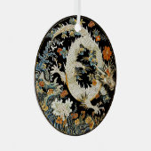 Weißer asiatischer Drache und Blume Ornament Aus Metall (Vorderseite Rechts)