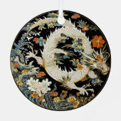 Weißer asiatischer Drache und Blume Ornament Aus Metall (Rückseite)