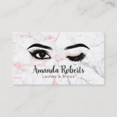 Weißer Augapfel Salon Schönheitssalon Rosa Marmor Visitenkarte (Vorderseite)