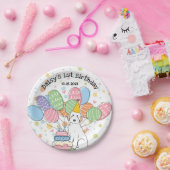 Weißer Aussiedoodle-Birthday-Party-Teller Pappteller (Party)