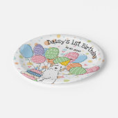 Weißer Aussiedoodle-Birthday-Party-Teller Pappteller (Schrägansicht)