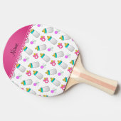 Weißer Babyflaschen-Geklapper-NamensSchnuller Tischtennis Schläger (Seitenansicht)