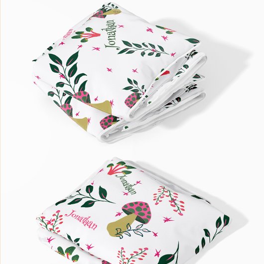 Weißer Babyname und Pilzwälder Fleecedecke