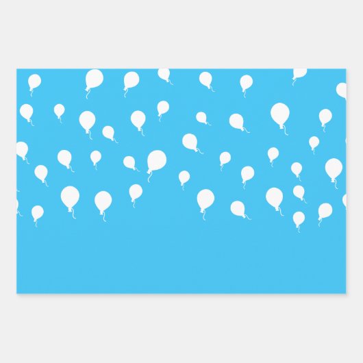 Weißer Balloon auf Pastel Blue Geschenkpapier Set (Vorderseite 3)
