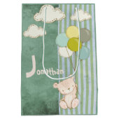 Weißer Bär Balloons Grüne Niedliche Streifen Kinde Mittlere Geschenktüte (Rückseite)