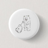 Weißer Bär führt flauschigen Welpen Geschenk Button (Vorderseite)