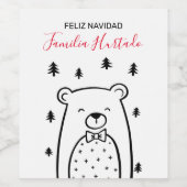 Weißer Bär im Waldurlaub Weinetikett (Einzelnes Label)