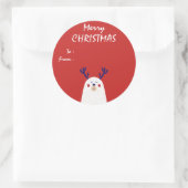 Weißer Bär mit Antlers Custom Christmas Geschenk Runder Aufkleber (Tasche)