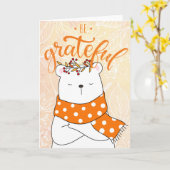 Weißer Bär mit Orange Scarf - Seien Sie dankbar Karte (Gelbe Blume)