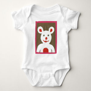 Weißer Bär mit Roter Nase, Mund und Ohren (Santa) Baby Strampler