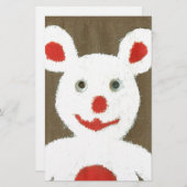 Weißer Bär mit Roter Nase, Mund und Ohren (Santa) Briefpapier (Vorne/Hinten)