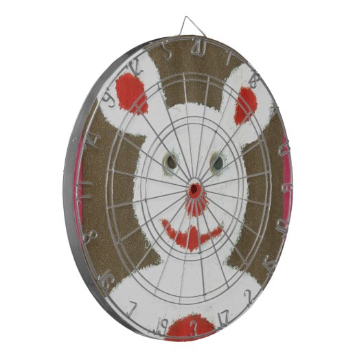 Weißer Bär mit Roter Nase, Mund und Ohren (Santa) Dartscheibe (Vorderseite Links)