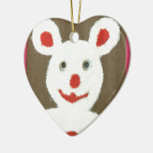 Weißer Bär mit Roter Nase, Mund und Ohren (Santa) Keramik Ornament (Links)