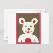 Weißer Bär mit Roter Nase, Mund und Ohren (Santa) Postkarte (Vorne/Hinten)